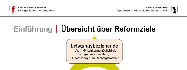 Das BHG greift zentrale Reformziele des vom Bundesrat und den Kantonsregierungen in beiden Basel genehmigten Konzeptes auf: BHG = kantonal.