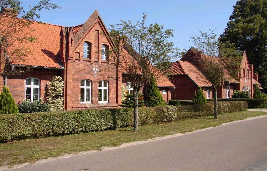 Die Backsteinhäuser der neugotische Wohnhaussiedlung in Wiebendorf