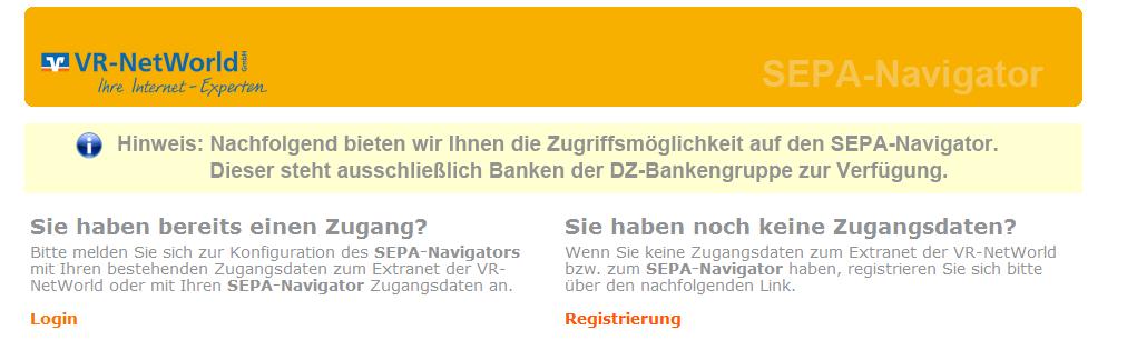 15.1. SEPA-Navigator konfigurieren Den Konfigurator für den SEPA-Navigator erreichen Sie - nach einmaliger Registrierung - hier.