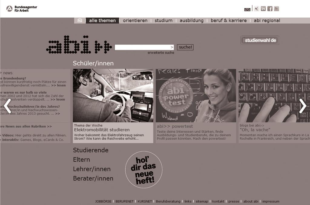 Du findest die Seite unter www. oder unter www.arbeitsagentur.de. abi.de abi.