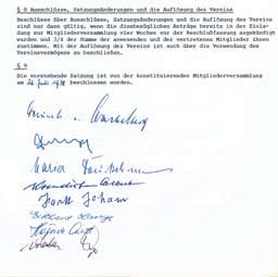 26. Juli 1978 8 Mitglieder beschließen eine Satzung zur Wählergemeinschaft Geretsried/Gelting. Unterschriften: Heinrich Frhr. v. Stackelberg Dr.