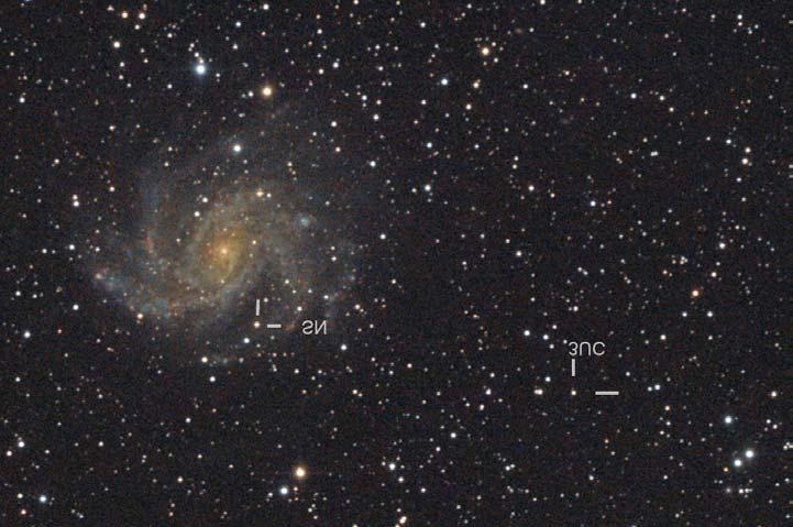 Beobachtungsberichte 100 Abb. 2 und 3: Aufnahme der Supernova 2017eaw in NGC 6946 vom 12.