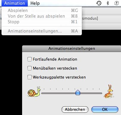 Abspielgeschwindigkeit Die Abspielgeschwindigkeit kann im Menü Animation > Animationseinstellungen