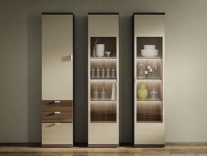 Glass fronts, glass flaps and glass fitted shelves ensure that beautiful objects can be displayed to great effect.