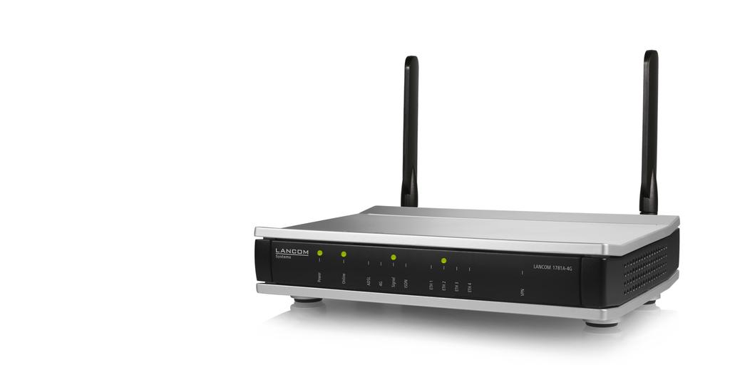 Standortvernetzung LANCOM 1781A-4G Business-VPN-Router mit integriertem ADSL2+-Modem und LTE für die sichere Vernetzung von Standorten Der LANCOM 1781A-4G ist ein professioneller, leistungsstarker