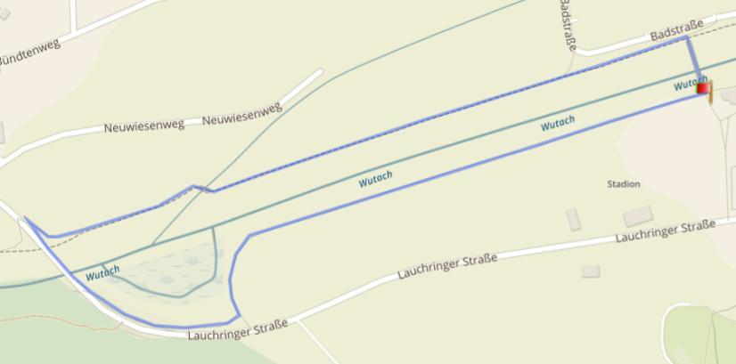 Laufstrecke 5km Die Laufstrecke besteht aus drei Runden à 1,5 km entlang der Wutach mit anschließendem Zieleinlauf.