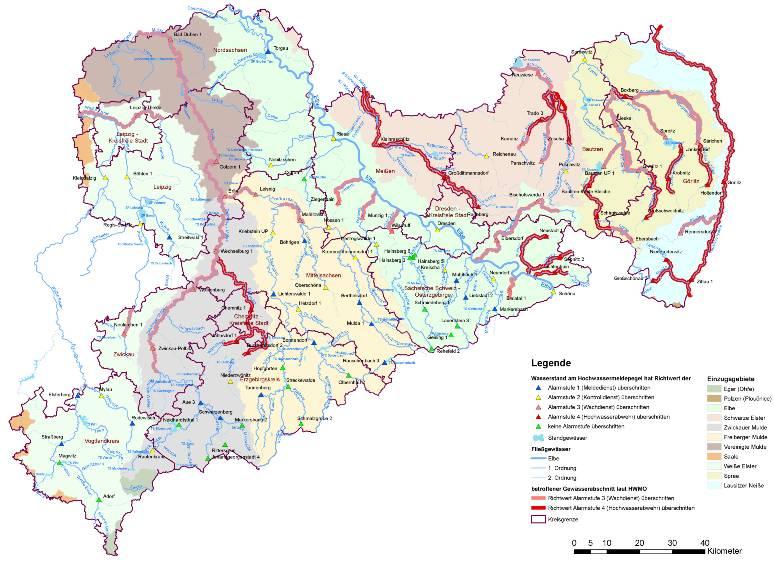 Hochwasser 2010 Einzugsgebiet / betroffene Region 4 Landkreise und Großraum Chemnitz betroffen