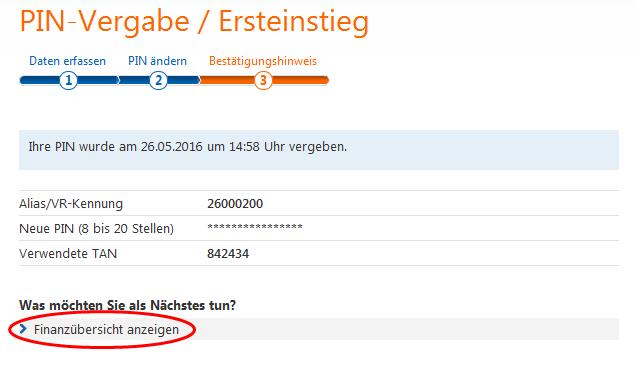 Der Start-PIN ist nach erfolgreicher Erstanmeldung ungültig und kann nicht mehr verwendet werden!