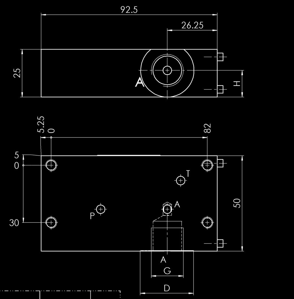 Anschlussplatten APH für 3/3-Ventil (Ventilverkettung - Beispiel siehe Seite 23) Anschlussgewinde Mass G* [ ] Mass H* [mm] Mass D* Ø [mm] G 1/4 15 25 0,75 3832508 G 3/8 14 28 0,75 3832509 * siehe