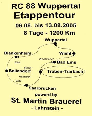 Etappenfahrt mit dem RC 88 Wuppertal nach Saarbrücken und zurück RRC BLITZ ESSEN-KRAY 1953 E.V.