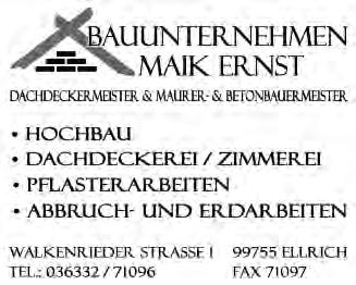 Ellricher Zeitung 18. Jahrgang, Nr. 08, 01.08.2011 Neue Öffnungszeiten http://muehle-ellrich.de RESTAURANT Zur Mühle Gutbürgerliche Küche & exotische Gerichte!