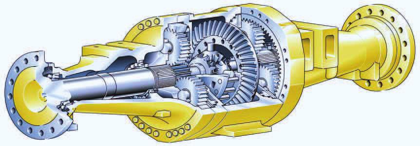 Kraftübertragung Ein praxiserprobter, hydrodynamischer Fahrantrieb mit Automatikgetriebe und Heavy-Duty-Achsen.