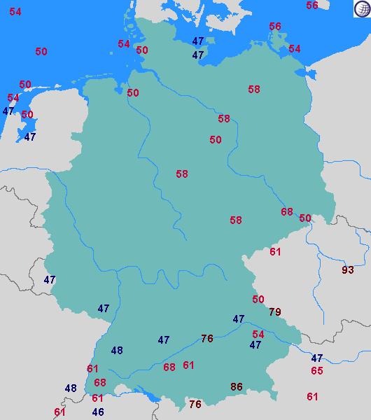An den umliegenden Stationen wurden in kurzer Zeit jedoch zum Teil erhebliche Niederschlagsmengen registriert: Remptendorf 65 mm,