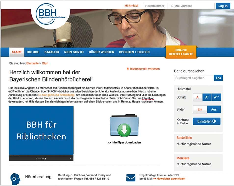 Der Inklusionsbereich für Bibliotheken auf der BBH-Homepage Auf der BBH-Homepage steht für Sie der Inklusionsbereich für Bibliotheken unter www.bbh-ev.org/bibliotheken bereit.