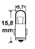 Sub - Miniaturlampen T1¾ Röhrenform R5X16mm MG5,7s (S5,7) MF6s/8 (SX6s) E5/8 (LES) Rillensockel / Midged Groove Flanschsockel /Midged Flanged Kleingewinde (E5,5) R5 1,3V 60mA (110mA) 1300160 ** 1,50