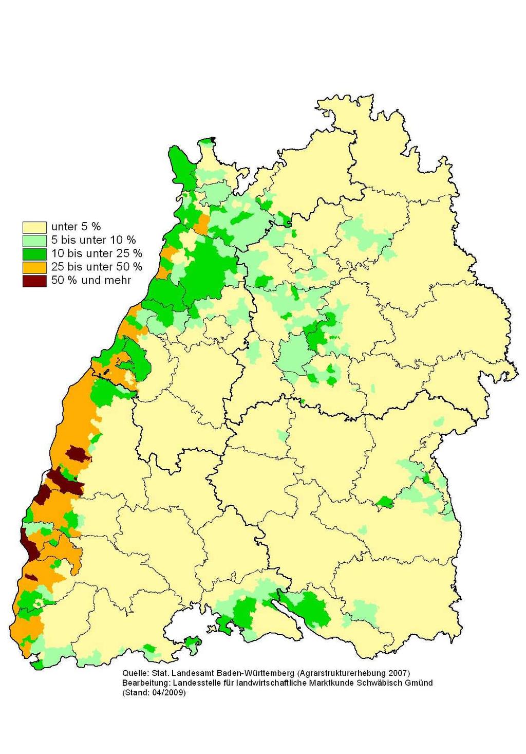 1.1.2 Anbauflächen von Körnermais und CCM (in % der LF) in