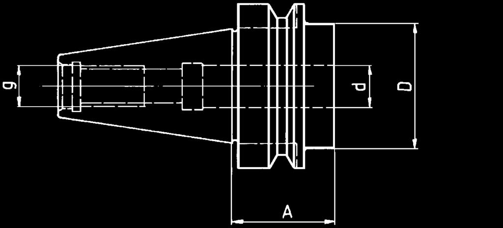 Fräserspannfutter MAS-T Form A/D+ mit Kühlkanal Zur Aufnahme von Fräsern mit Zylinderschaft und Mitnahmefläche DIN 1835. A/D+ für IK-Zufuhr durch den Anzugsbolzen und seitlich.