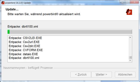 Schließlich erscheint das Fenster der Dateieinrichtung.