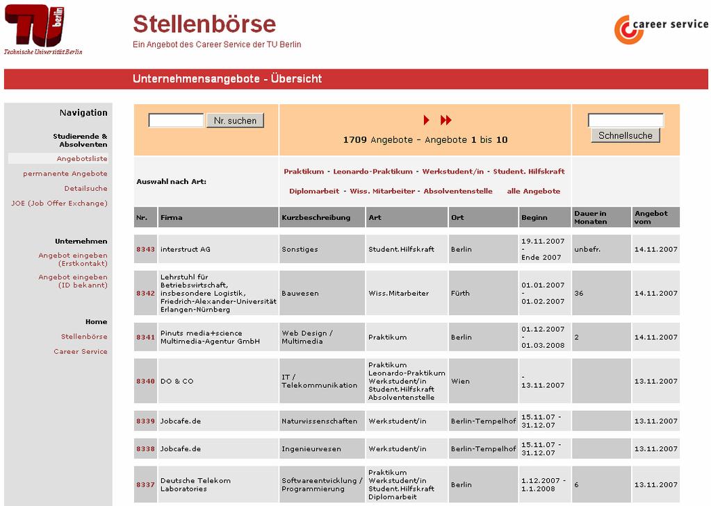 der TU Berlin 10/19 Angebote für Studierende und Absolventen 3.