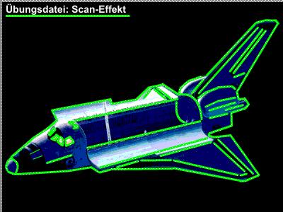 Scan-Effekt erstellen Wähle als nächstes aus der Werkzeugleiste das Werkzeug Linie und stelle eine gut sichtbare Farbe ein, z. B. ein helles grün.