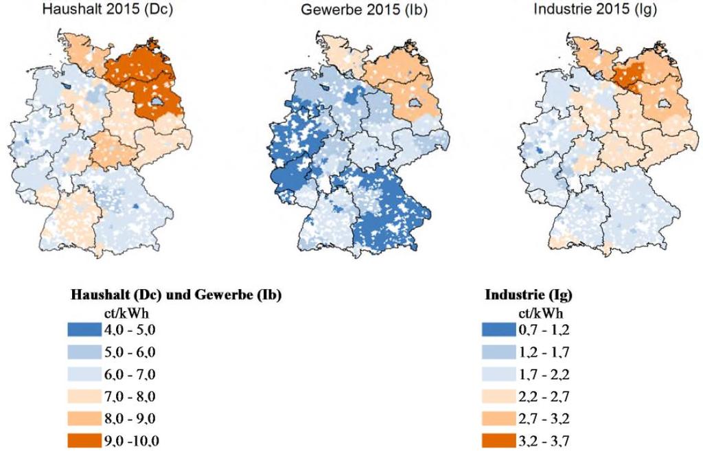 Exkurs: Regionale Netzentgelte in Deutschland Quellen: BNetzA