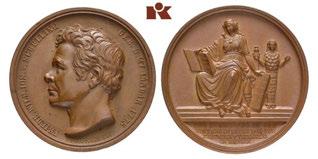 FEINSILBER. 36,10 mm; 19,18 g. Kaiser 478; Kienast 408. Fast Stempelglanz MEDAILLEN PERSONENMEDAILLEN 1666 Friedrich Wilhelm Joseph Schelling. *1775, Ó1854. Philosoph. Bronzemedaille 1842, von Chr.