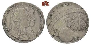 Sehr schön-vorzüglich 600,00 485 Ferdinand IV. (I.) von Bourbon, 1. Periode, 1759-1799 (- 1825). Piastra 1791, Neapel. Dav.