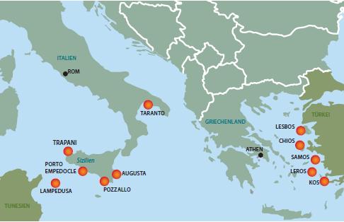 11 Hotspots der EU in Griechenland und Italien 5.