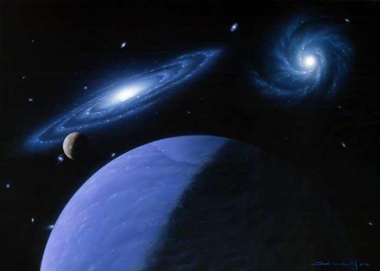 Vordergrund, Spiralgalaxien (Illustration)