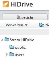 1. Wo finde ich was? Die HiDrive Toolbar Bitte zunächst den Benutzernamen wählen. Hierfür bitte auf den kleinen Pfeil im Verzeichnisbaum klicken.