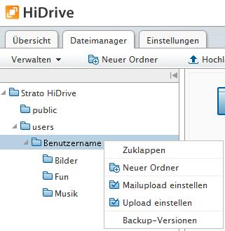Bitte die gewünschten Dateien auswählen. Bitte beachten, dass in Internetbrowsern technisch bedingt nur Dateien bis zu 2 Gigabyte hochgeladen werden können. Um größere Dateien hochzuladen (z.b. Backupdateien, Filme), kann man HiDrive auch als Festplatte einbinden.