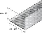 Profil MFT-L 6 m Bestellbezeichnung Höhe Oberfläche Werkstoffstärke Verpackt zu Artikelnummer MFT-L 40x40x1,8 R 6m 40 mm 40 mm gerillt 1.8 mm 6 m 2029783 MFT-L 50x42x2,0 6m 50 mm 42 mm glatt 2.