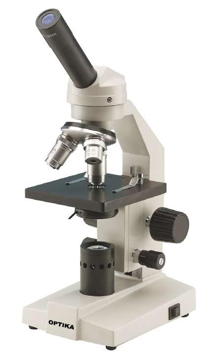 M100FL - M100FL-H - M100FLed M-100FL Monokulares biologisches Mikroskop mit 400x Vergrößerung. Es kann mit einem zusätzlichen 16x Okular und einem 100x Objektiv 1600x erreichen.