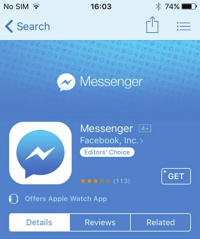 ios Installation 1. Öffnen Sie den App-Store auf Ihrem ios-gerät. Über den App-Store können Sie den Messenger kostenlos installieren. a. Ansonsten öffnen Sie den Nachrichten-Bereich in der Facebook-App und gehen auf Installieren.