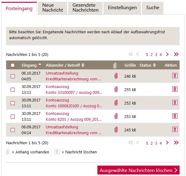 Sie können per SMS oder E-Mail benachrichtigt werden, wenn wir Dokumente, wie elektronische Kontoauszüge oder