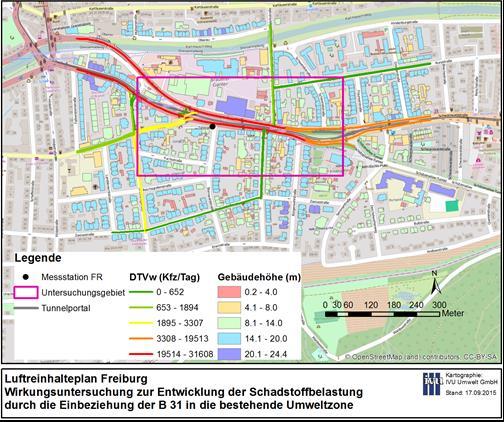 Endbericht Luftreinhalteplan Freiburg Wirkungsuntersuchung zur Entwicklung der Schadstoffbelastung durch die Einbeziehung der B 31 in die