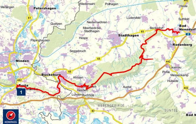Seite 13/18 WANDERN Bückeberg-Weg TOURDATEN Distanz: 53,8 km Dauer: 13 h 20 min TOURBESCHREIBUNG Der Bückeberg-Weg führt über 58 Kilometer durch das nördliche Weserbergland.