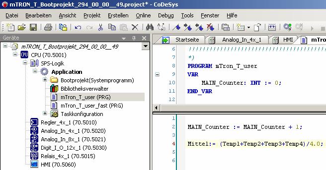 Eigene SPS-Anwendung Erstellung des Programm-Codes Kundenspezifische Berechnungen können im Programm mtron_t_user im