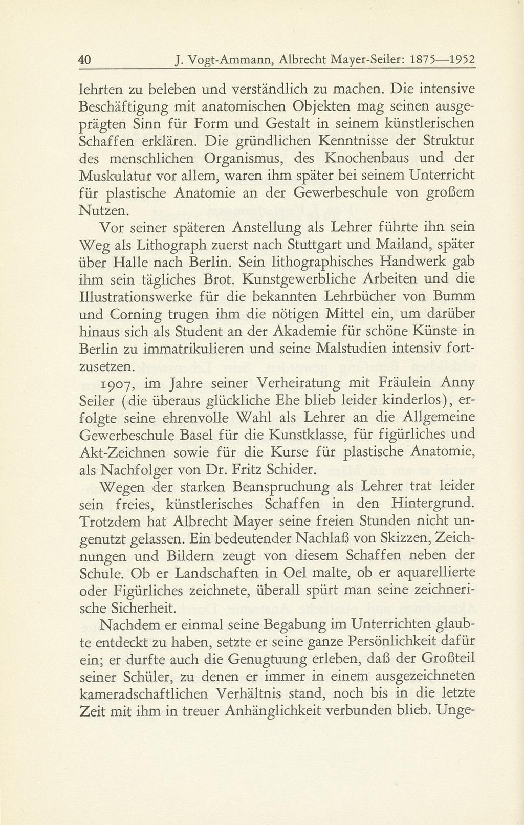 40 J. Vogt-Ammann, Albrecht Mayer-Seiler: 1875 1952 lehrten zu beleben und verständlich zu machen.