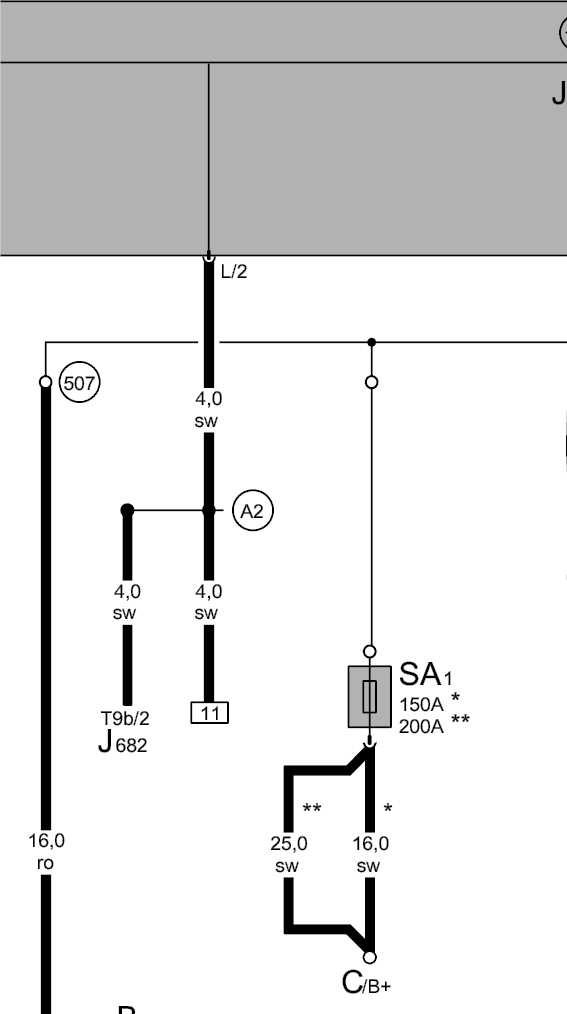 Стр. 2 из 7 Stromlaufplan Nr. 219 / 2 Batterie, Steuergerät für ABS, Relais für Spannungsversorgung der Kl.