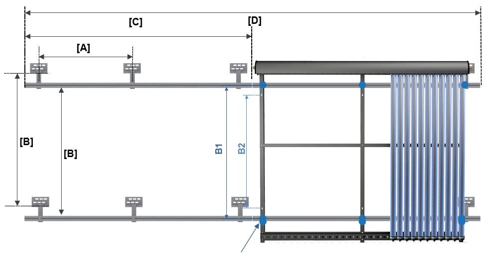 C.5 Montagemaße Beschreibung Abstand Hinweis A Abstand Dachhaken (horizontal) Max. 120cm Pro Trägerprofil werden 2-3 Dachhaken benötigt.