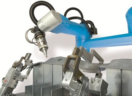 Anwendungsbeispiel 3D Schweißroboter 3-D Laserrobot: Zur Aussen- und Innenverkabelung des Arms wurde das Know-How der LAPP GROUP genutzt.