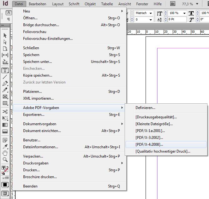 Kapitel 3 Erstellung einer PDF/X Datei mit InDesign CS6 3