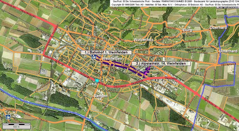 Anreise und Lageplan Bahn: Mit der Bahn bis zum Bahnhof Weinfelden, von da aus sind es zu Fuss ca. 10 Minuten zur Hospizwohnung im Alterszentrum Weinfelden.
