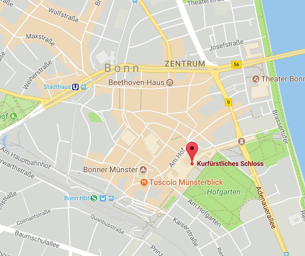Wegbeschreibung Notizen Kurfürstliches Schloss Rheinische Friedrich-Wilhelms-Universität Bonn Am Hof 1, Eine detaillierte Anfahrtsbeschreibung finden Sie unter: https://www.uni-bonn.