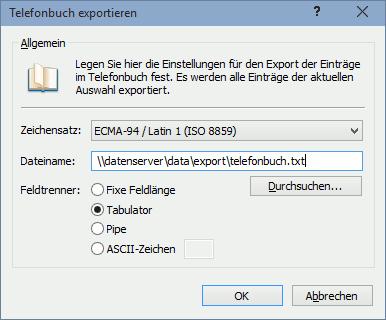 4.2.1.2. Import von Datenbank über ODBC Eine weitere Möglichkeit um Telefonbuchdaten zu importieren, besteht über die ODBC Schnittstelle.