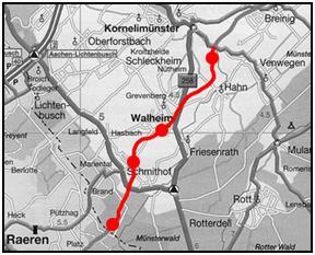 belgischen Teilstrecke gelegt. Bis die Strecke freigegeben werden kann sind jedoch noch diverse weitere Arbeiten zwischen Landesgrenze und Raeren, sowie zwischen Raeren und Eupen von Nöten.