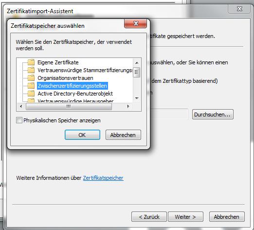13 Im nächsten Schritt wird das Zertifikat VW-CA-PROC-06 in den Internet Explorer importiert. Da sich die Prozessschritte ähneln werden diese verkürzt dargestellt. 1.