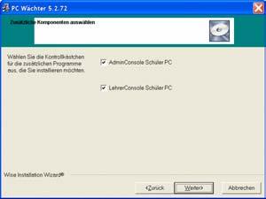 Folgen Sie den Hinweisen auf dem Bildschirm. Wählen Sie aus, ob Sie zusätzlich die "Clients" der AdminConsole und der LehrerConsole auf dem zu steuernden Schüler-Computer installieren möchten.