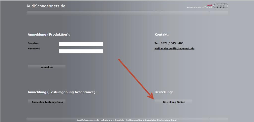 1 Einführung Dieses Dokument dient als Hilfestellung bei der (erstmaligen) Anmeldung am Audi- Schadennetz (ASN).